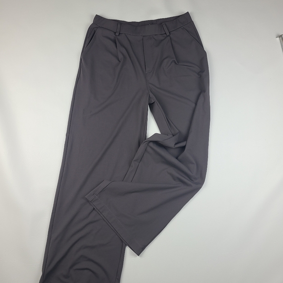 Women’s sz Large Charcoal Gray Wide Leg Pants Relaxed Fit Career Casual Loose - Picture 3 of 12